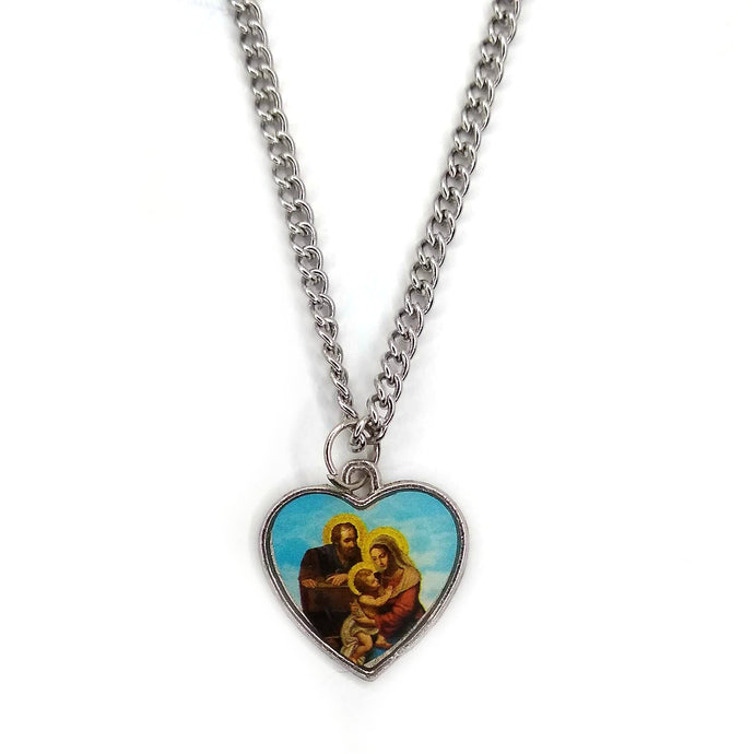 Heart Shaped Holy Family Necklace