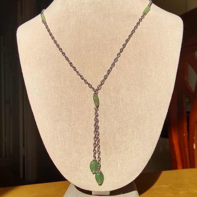Aventurine Leaves Necklace and Earring Set