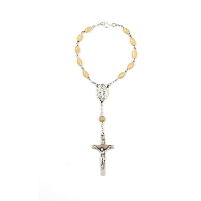 Wood Miraculous Medal Auto Rosary