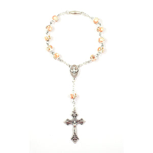 Orange Floral Holy Spirit/Holy Family Ceramic Auto Rosary