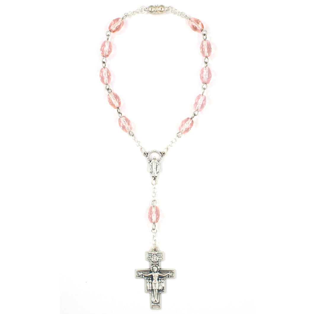 Pink San Damiano Auto Rosary