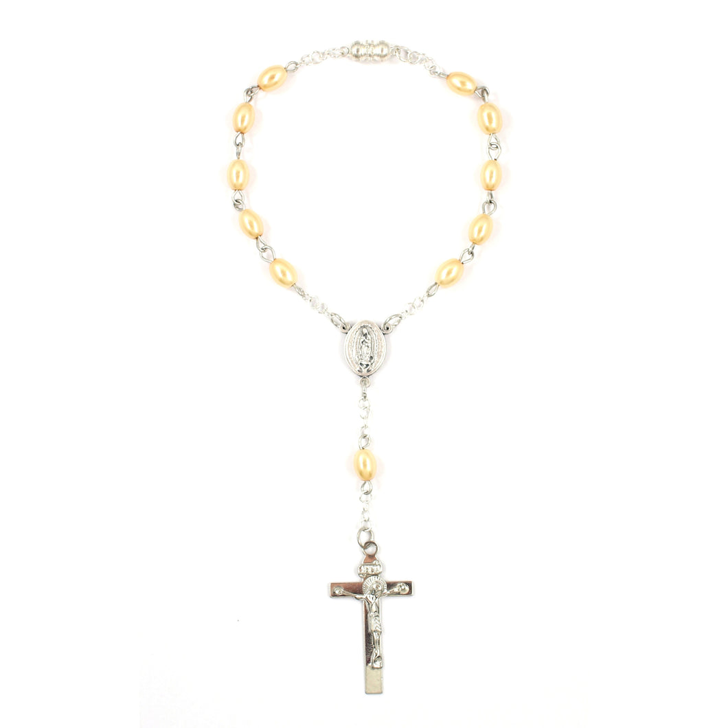 Orange Oval Our Lady of Guadalupe Auto Rosary