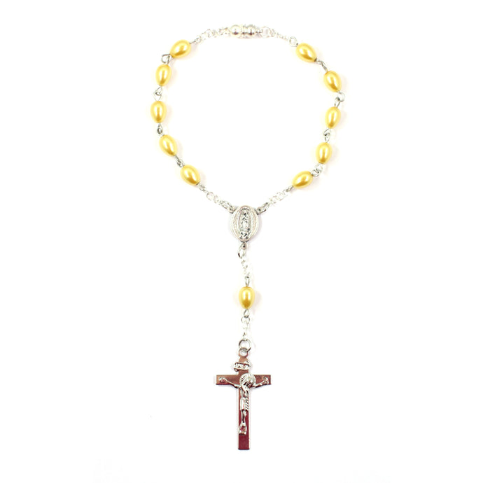 Yellow Our Lady of Guadalupe Auto Rosary