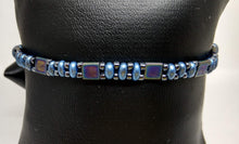 Load image into Gallery viewer, Blue and Black Beaded Bracelet