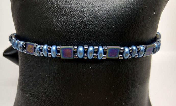 Blue and Black Beaded Bracelet
