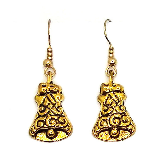 Gold Bell Christmas Earrings