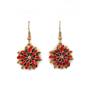 Red Christmas Poinsettia Earrings