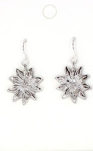 Silver Flower Charm Earrings