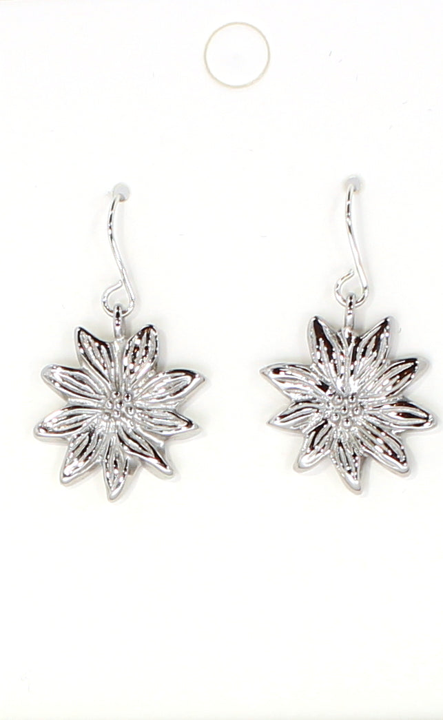 Silver Flower Charm Earrings