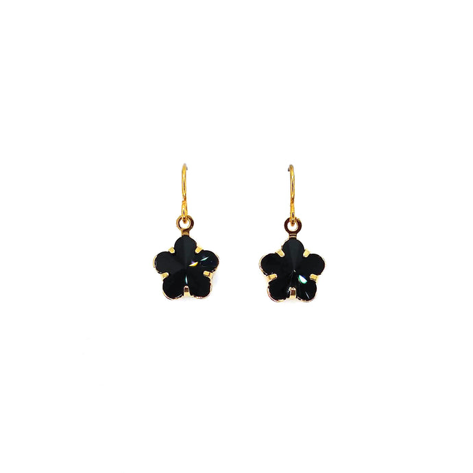 Black Swarovski Flower Earrings