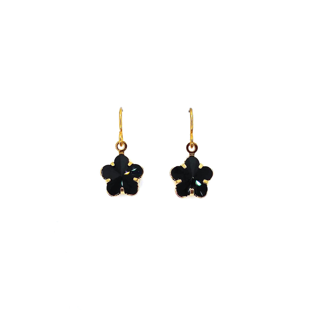 Black Swarovski Flower Earrings