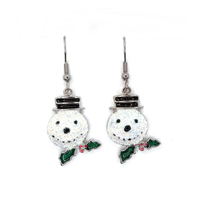 Snowman Black Hat Earrings