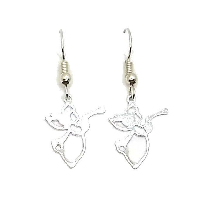 Angel Charm Earrings - Silver
