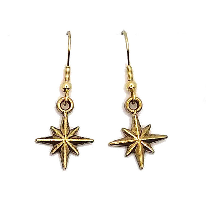 Gold Christmas Star Earrings