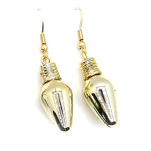 Gold Bulb Christmas Earrings