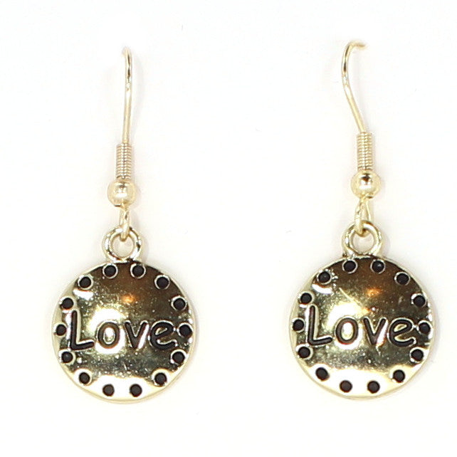 Faith Hope and Love Earrings - Gold Love