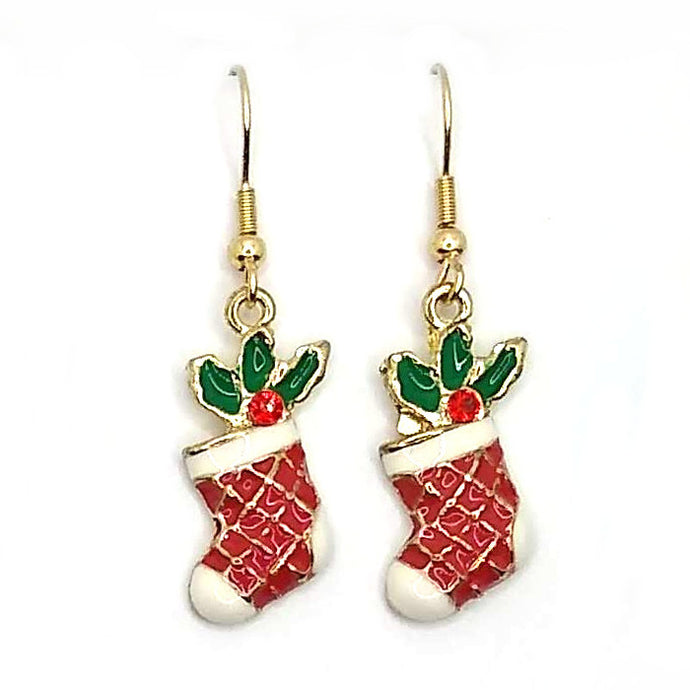 Gold Christmas Stocking Earrings