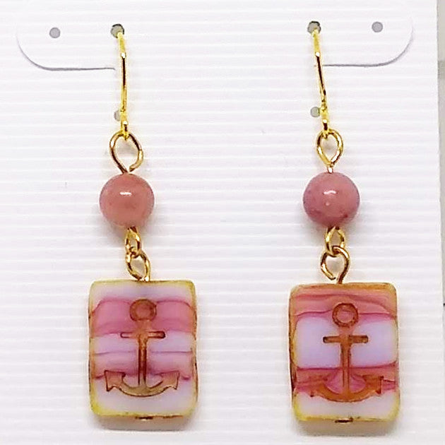 Pink Anchor Earrings
