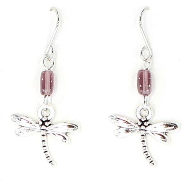 Purple Dragonfly Earrings