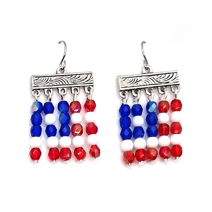 Patriotic Beaded Flag Earrings