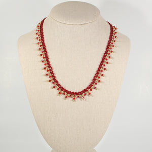 Red and Gold Sunrise Beaded Necklace