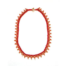 Load image into Gallery viewer, Red and Gold Sunrise Beaded Necklace