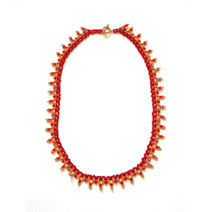Red and Gold Sunrise Beaded Necklace