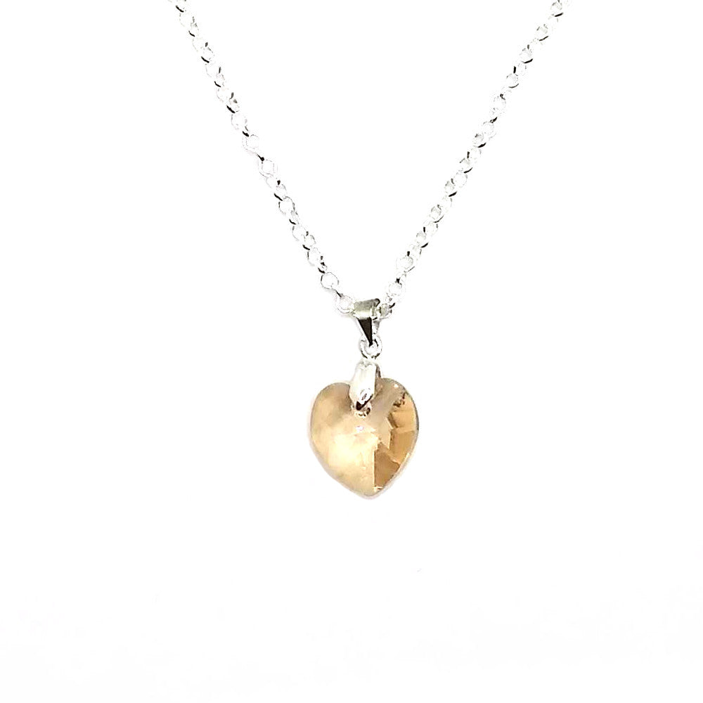Honey Crystal Heart Dangle Necklace