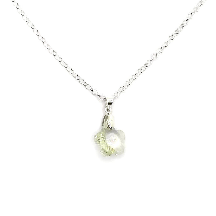 Light Yellow Crystal Flower Dangle Necklace