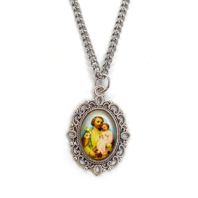 Oval Saint Joseph with Child Necklace