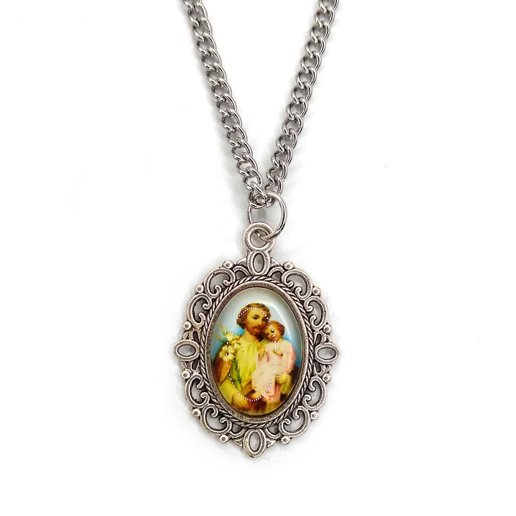 Oval Saint Joseph with Child Necklace