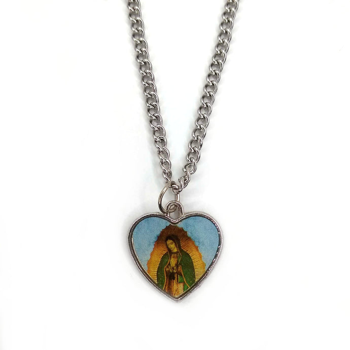 Heart Shaped Our Lady of Guadalupe Necklace