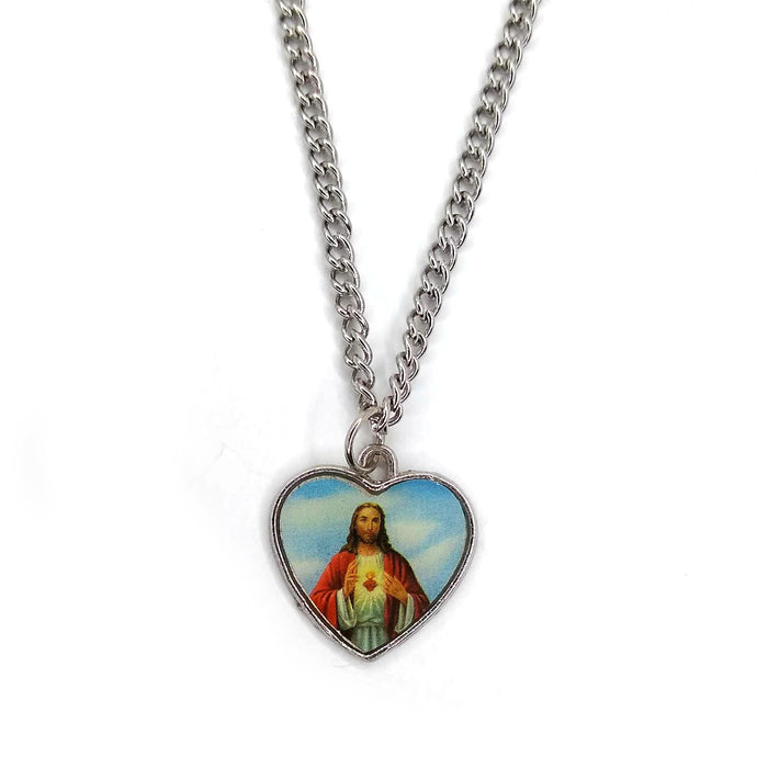 Heart Shaped Sacred Heart Necklace