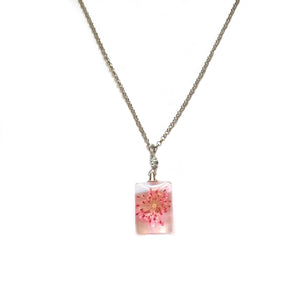 Fuchsia Pressed Flower Necklace