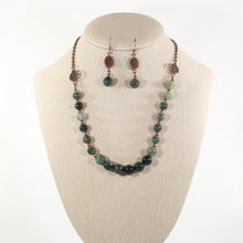 Load image into Gallery viewer, Green Fancy Jasper Gemstone and Copper Necklace and Earring Set