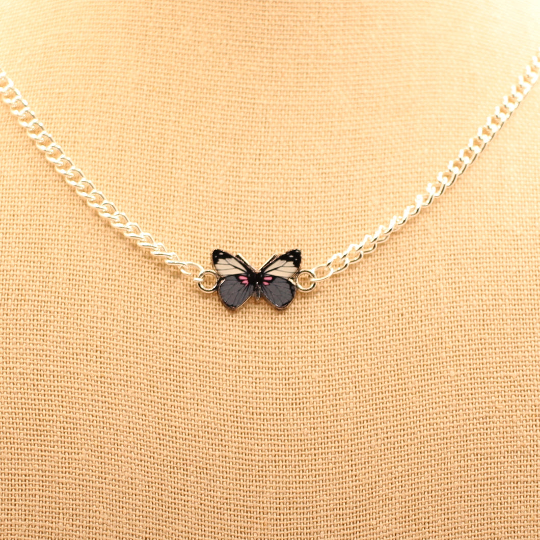 Gray Butterfly Necklace