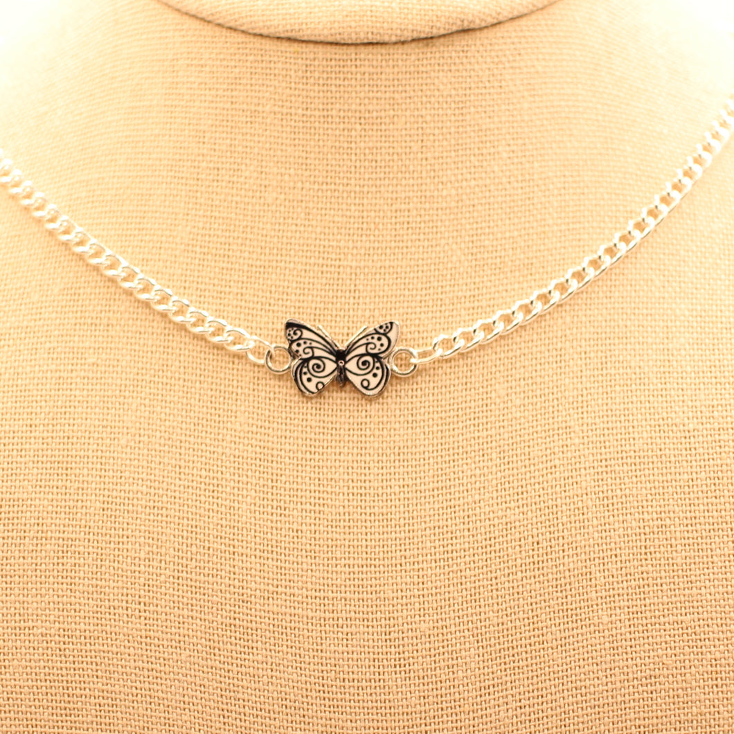 Black and White Butterfly Necklace