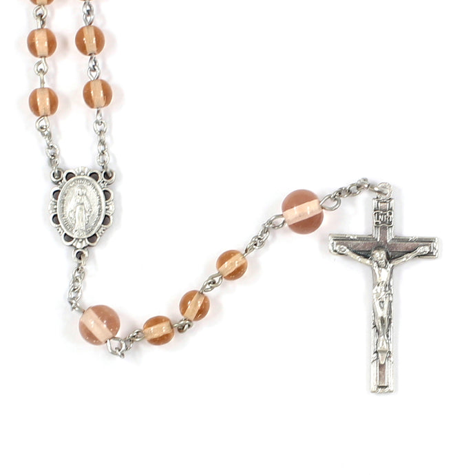 Peach Miraculous Medal Handmade Traditional Catholic Rosary