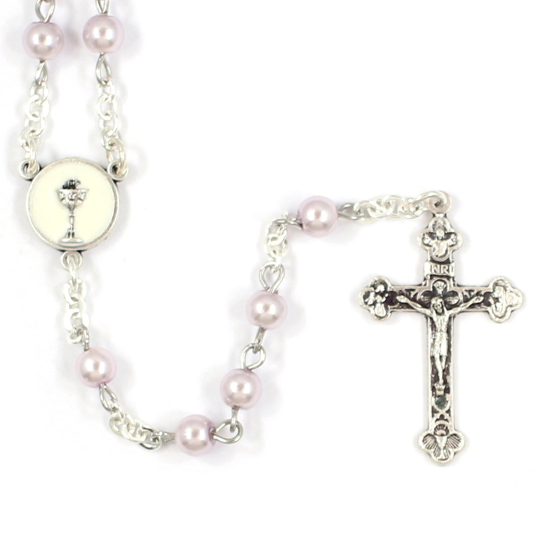 Lavender Pearl Chalice Handmade Traditional Catholic Rosary