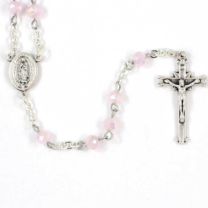 Pink Sparkle Miraculous Medal Handmade Traditional Catholic Rosary