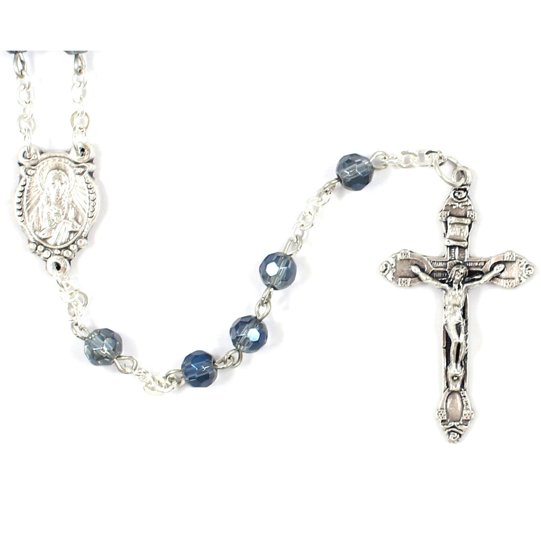 Blue Sacred Heart Handmade Rosary