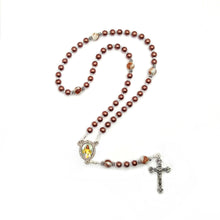 Load image into Gallery viewer, Brown Divine Mercy Strung Rosary