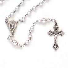 Load image into Gallery viewer, Pink Glass Pearl Handmade Traditional Catholic Rosary
