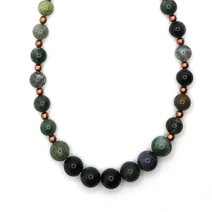 Green Fancy Jasper Gemstone and Copper Necklace and Earring Set