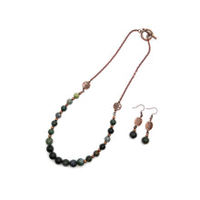 Load image into Gallery viewer, Green Fancy Jasper Gemstone and Copper Necklace and Earring Set
