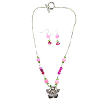 Load image into Gallery viewer, Fucshia Agate Floral Necklace and Earring Set