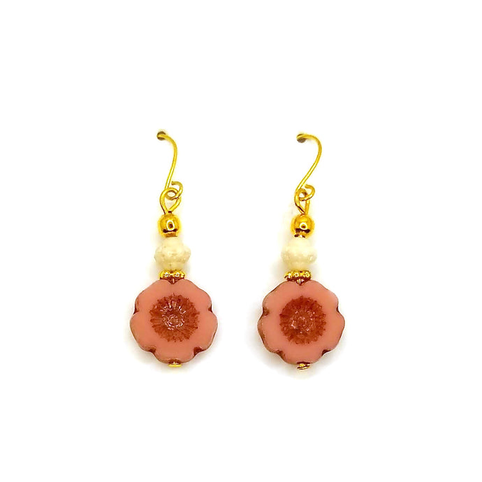 Peach Flower Earrings