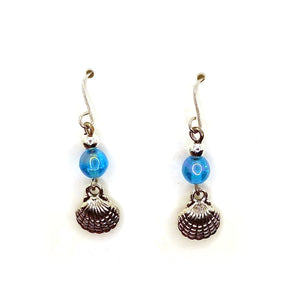 Blue Shell Dangle Earrings