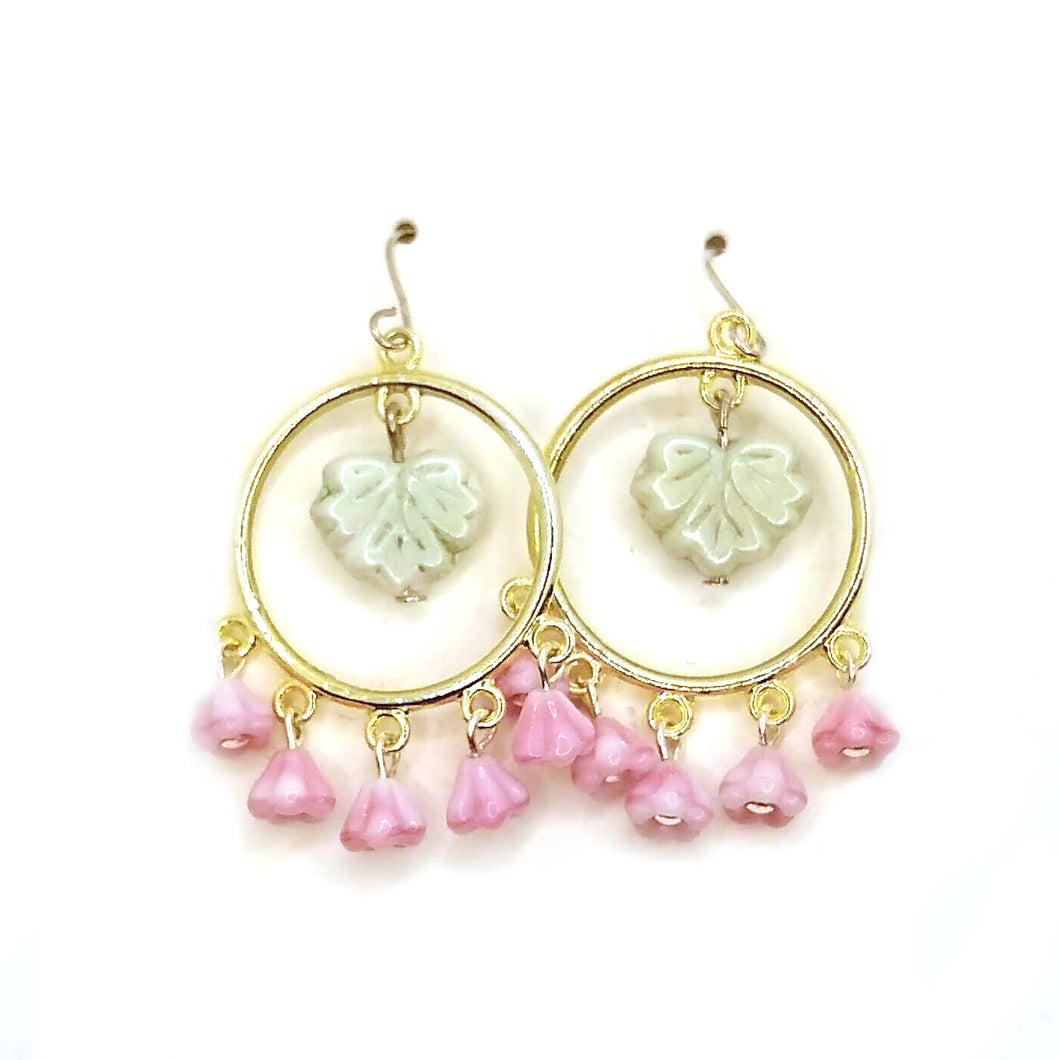 Pink Floral Dangle Earrings
